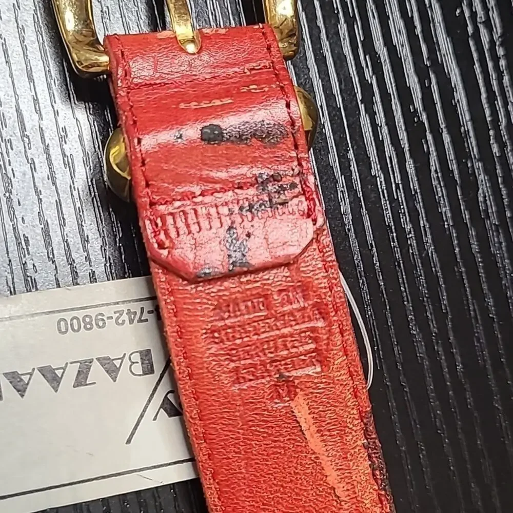 Vintage 80's deadstock red leather chain belt